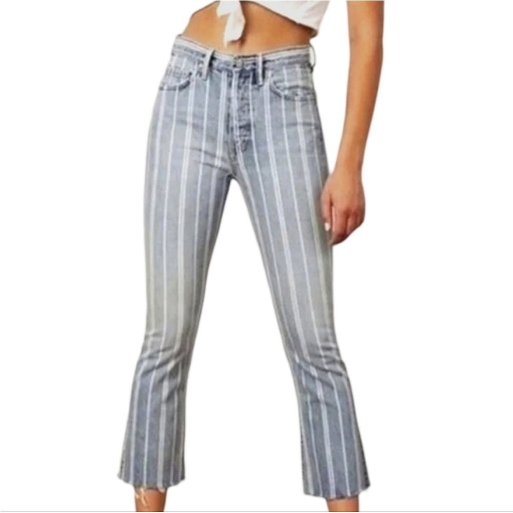 Free People Boyish Darcey Cropped Striped Jeans sz 26 EUC​